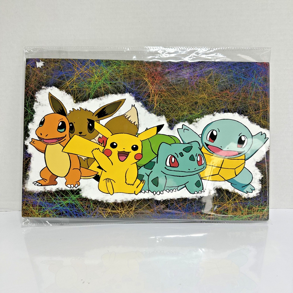 Pokemon Pikachu Eevee Charmander Bulbasaur Squirtle Art Picture 16x10 Unframed